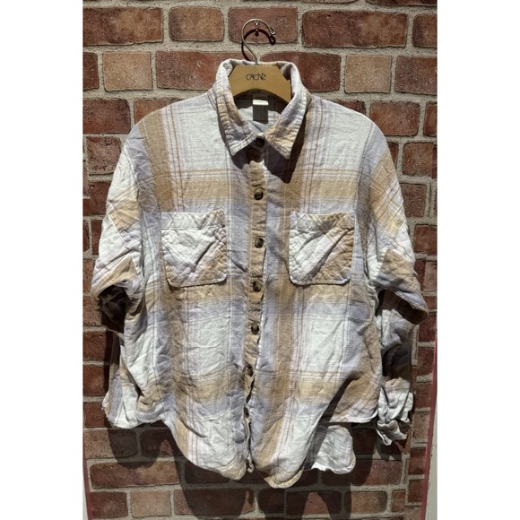 Passport Tops - Passport Womens Plaid Long Slv Collared Button Down Shirt W/ Pockets 100% Cotton